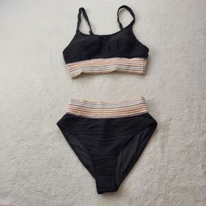 B Black and Beige Bikini Set 2 Pieces Women's Size Medium